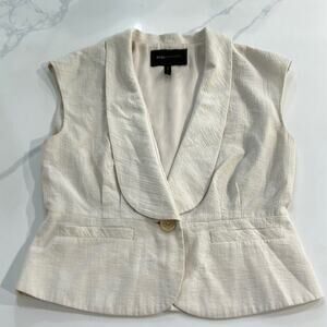 BCBGMAXAZRIA Cream Sleeveless Vest Top Tailored Button Front Women’s Small